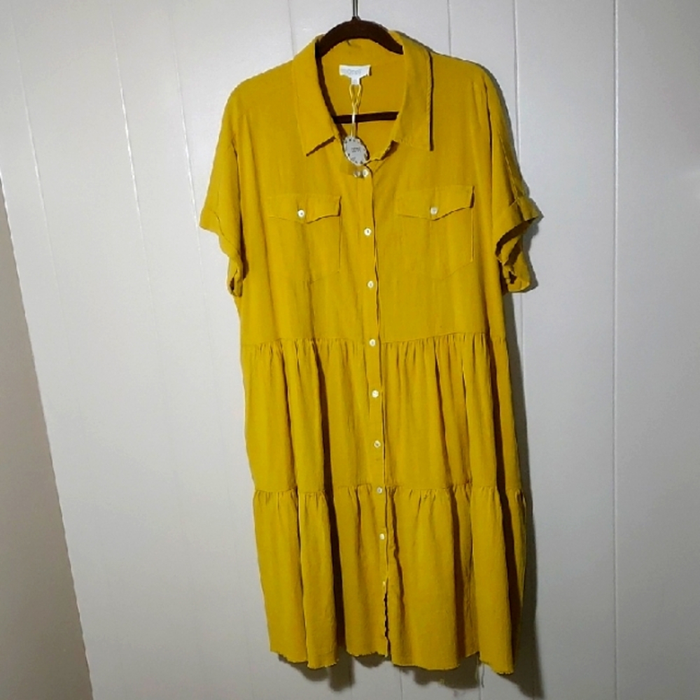 NWT Dress 2XL(PLUS)  Yellow washed Linen